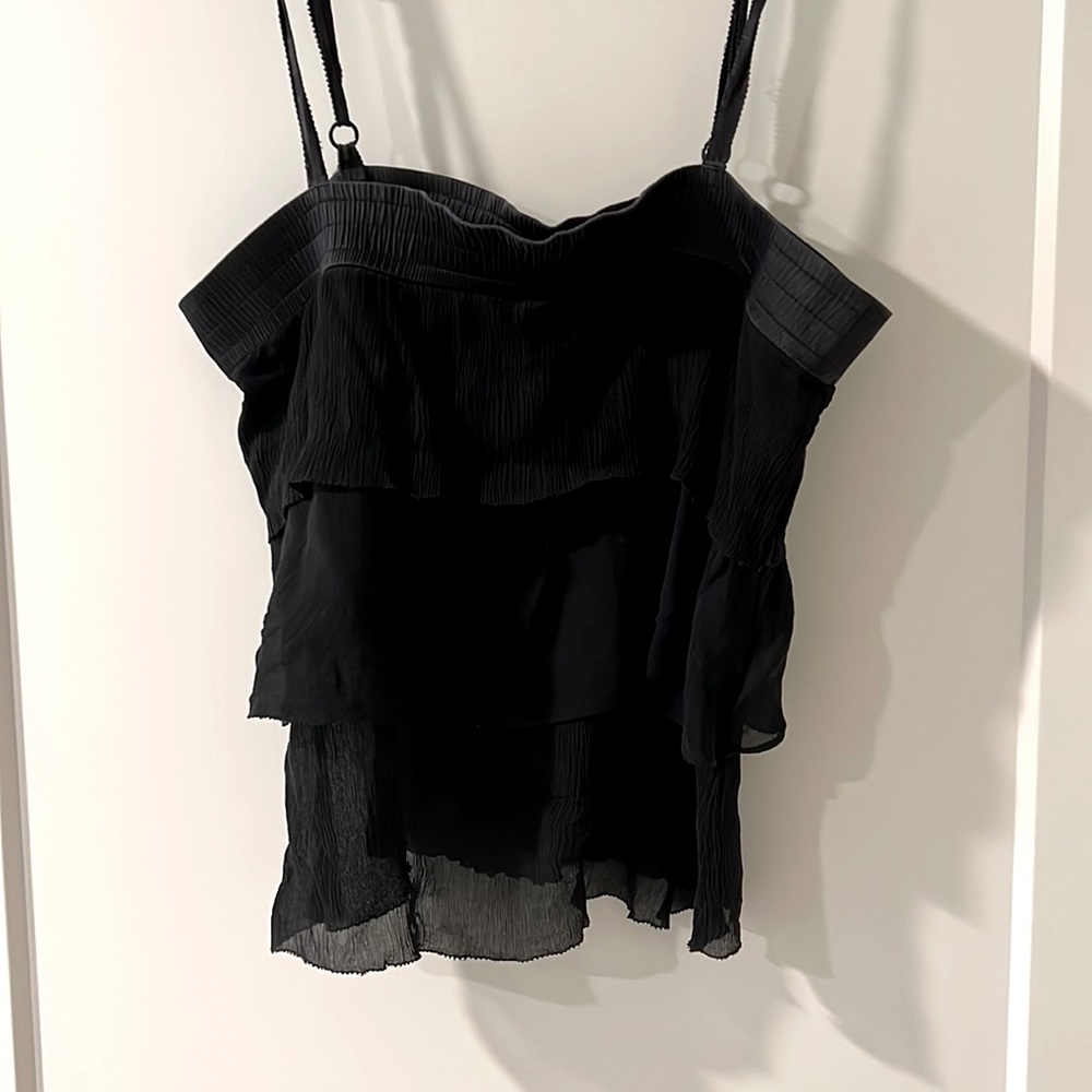 Guess collection ruched top with adjustable straps- Small Black